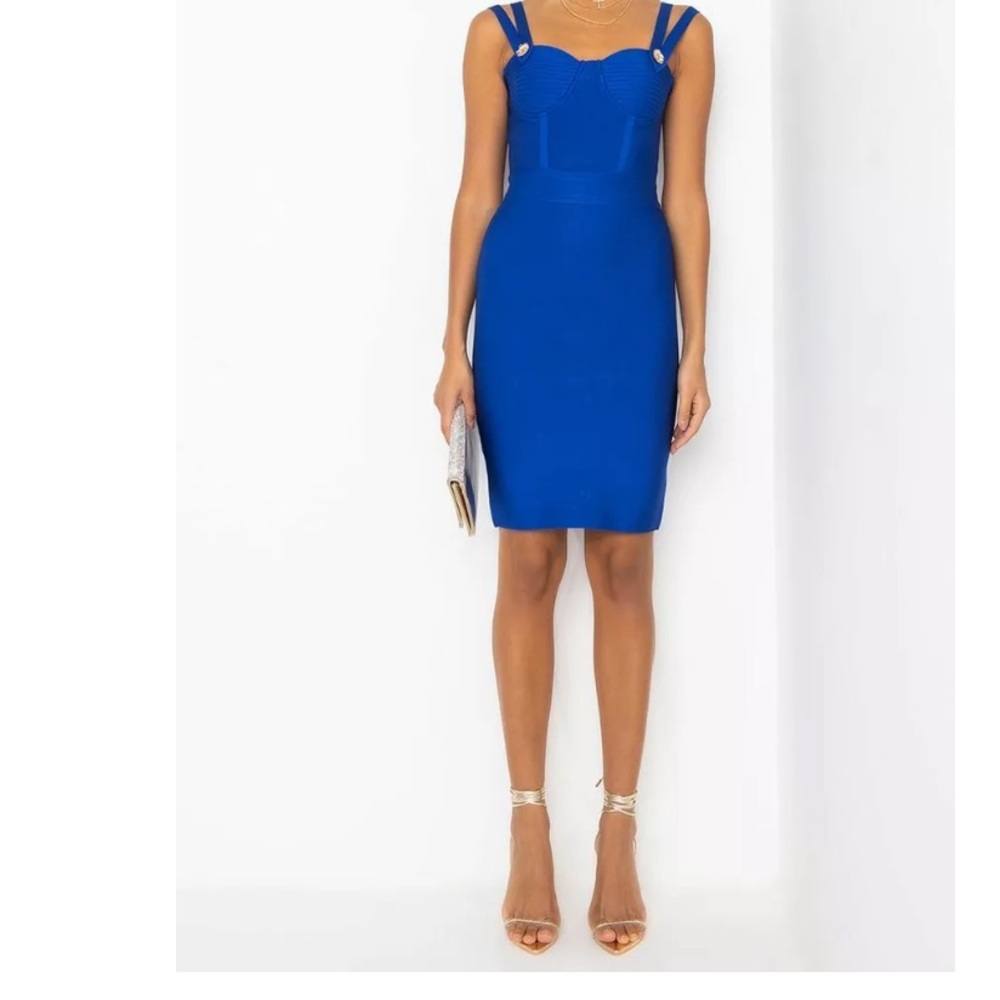 Blue midi bandage dress